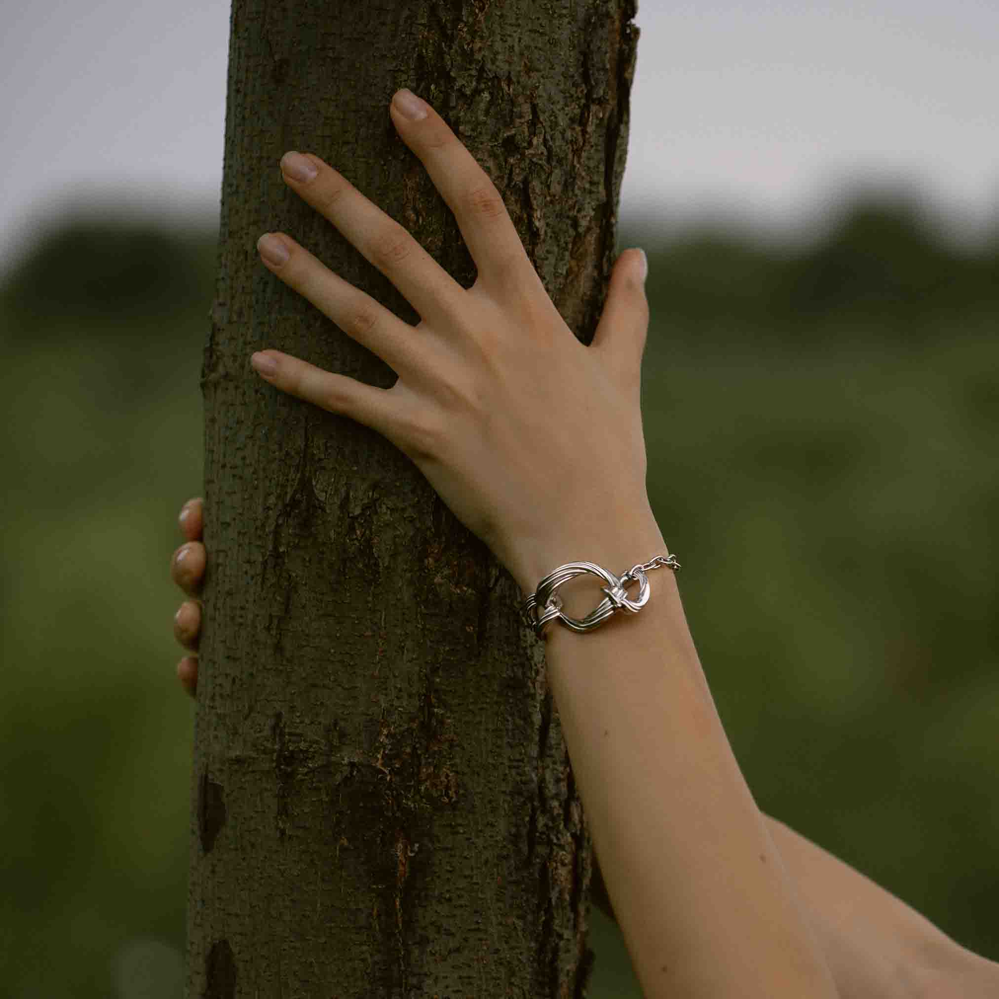 Chunky Lotus White Gold-Plated Vermeil Bracelet